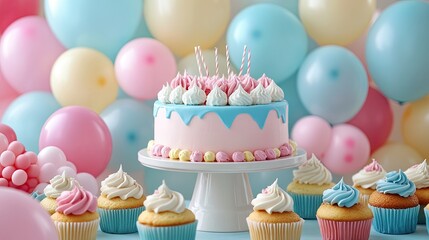 A bright and festive dessert table set up for a celebration,