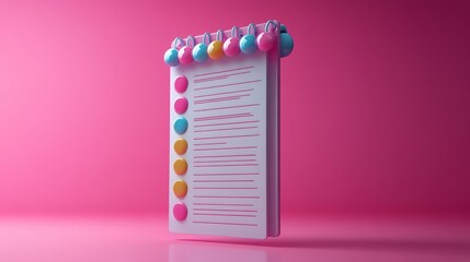 A colorful notepad with vibrant sticky notes against a pink background.
