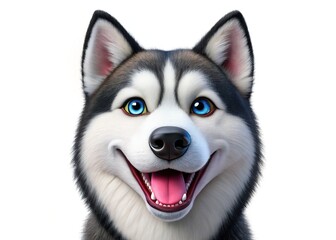 Fototapeta premium A joyful Siberian Husky, 3D model, digital art. Cheerful expression, vibrant colors.