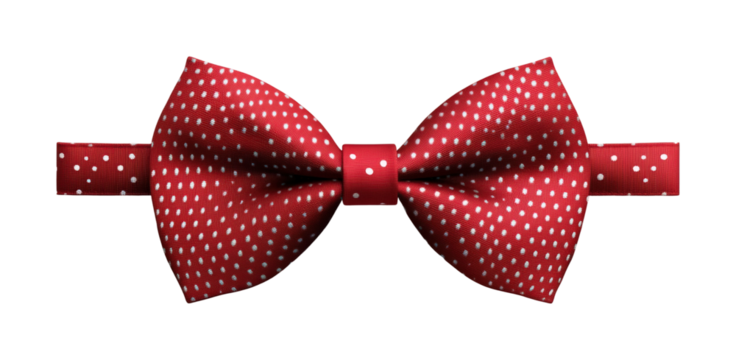 Elegant red bow tie with white polka dots showcases timeless sophistication for special occasions and celebrations isolated on transparent background