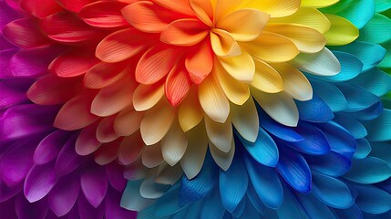 Obraz premium A vibrant, colorful abstract design featuring layered petals in a rainbow gradient.