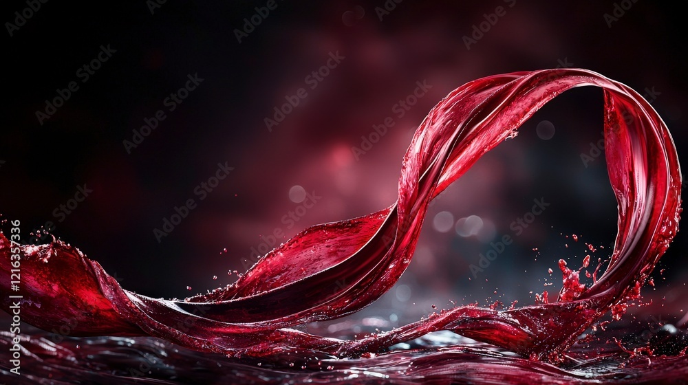 Aufkleber bloodred wave unfolding emotions abstract studio digital art dark background close-up artistic expre