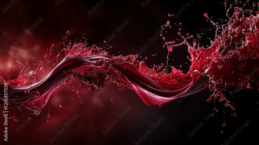 Poster Bloodred wave of emotion abstract art dark background fluid dynamics artistic viewpoint visual concept for impact