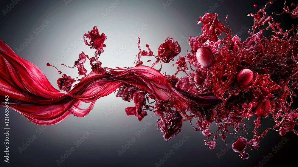 Poster emotional expression through abstract bloodred curves in artistic design studio environment digital 