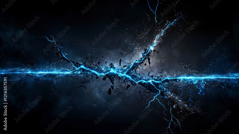 Aufkleber dynamic electric disruption dark space abstract art futuristic environment close-up view energy conc