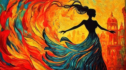 An expressive portrayal of dance in a cinematic backdrop.