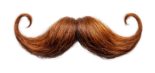 Intricate and bold brown mustache showcasing unique style and personality in a whimsical fashion setting isolated on transparent background