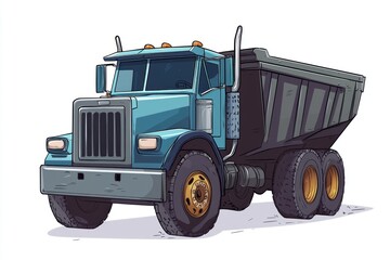 Dump Truck isolated on white background. Dump Truck icon. Heavy Machinery isolated on white. Construction Vehicle. Dump Truck Design Element. Dump Truck Isolated for Designers. Dump Truck isolated. 