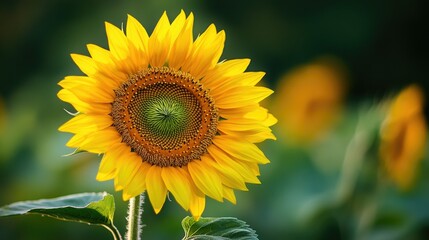 Fototapeta premium Vibrant Sunflower in a Field of Yellow