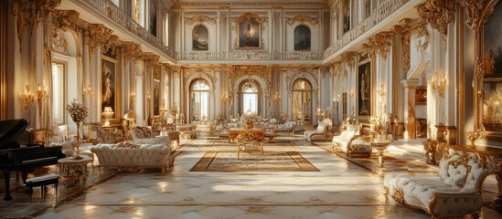 Obraz premium Opulent Grand Hall: A Luxurious Palace Interior