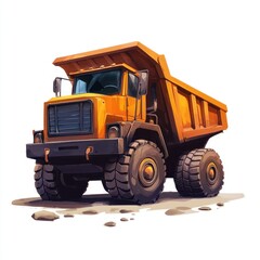 Naklejka premium Dump Truck isolated on white background. Dump Truck icon. Heavy Machinery isolated on white. Construction Vehicle. Dump Truck Design Element. Dump Truck Isolated for Designers. Dump Truck isolated. 