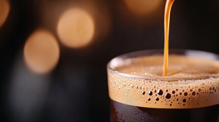 Espresso Preparation: A Close-Up of Coffee Brewing