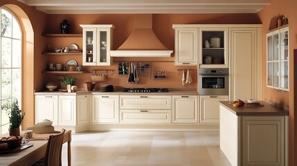Elegant Cream and Terracotta Kitchen Design