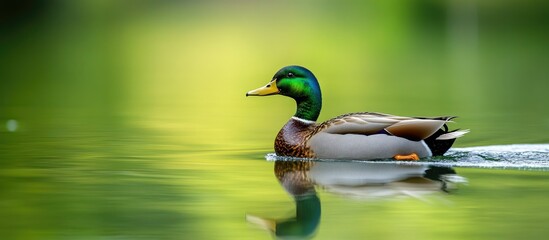 Obraz premium Majestic Mallard Duck on Serene Green Water
