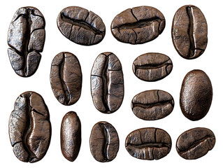 Fototapeta premium Hyper-Realistic Roasted Coffee Beans, PNG Transparent
