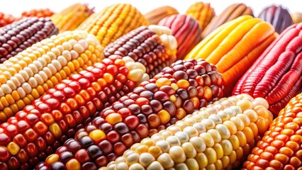 Corn Seeds Isolated, High-Resolution, White Background, Bright Colors
