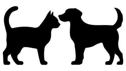 black silhouette of cat and dog without background
