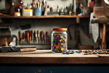 Colorful Buttons in a Jar - Craftsman's Workshop