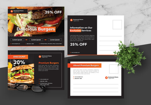 Black And Orange Restaurant Postcard