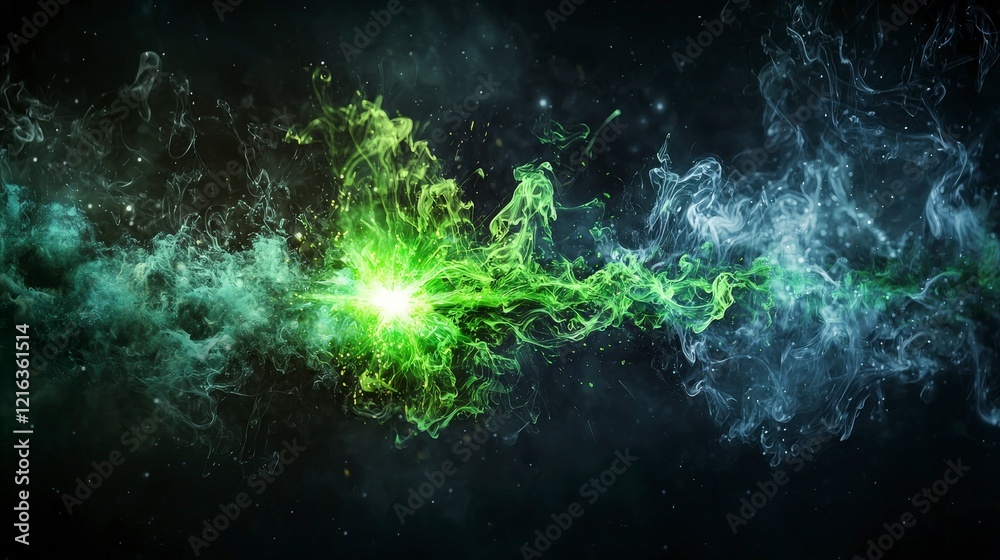 Aufkleber emerging jadegreen spark ignites cosmic imagination abstract art digital realm ethereal atmosphere w