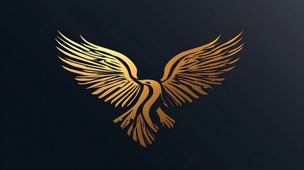 Obraz premium Golden eagle with luminous metallic wings against a black background