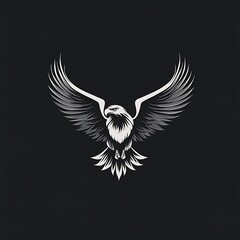 Obraz premium Shimmering metallic feathers of eagle glowing brightly on black backdrop