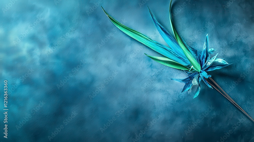 Poster Dynamic bluegreen streak intersects abstract canvas in a captivating modern art environment
