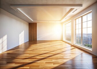 Fototapeta premium Empty Room Mockup - Sunlight & Wooden Floor