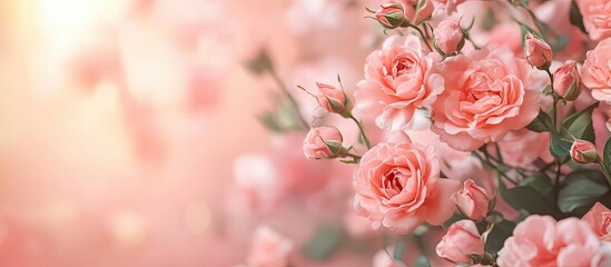 Fototapeta premium Pastel Pink Roses: A Delicate Floral Bouquet