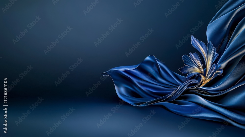 Poster Softly trembling dark blue surface embodying elegance abstract art studio close-up smooth texture for visual impact
