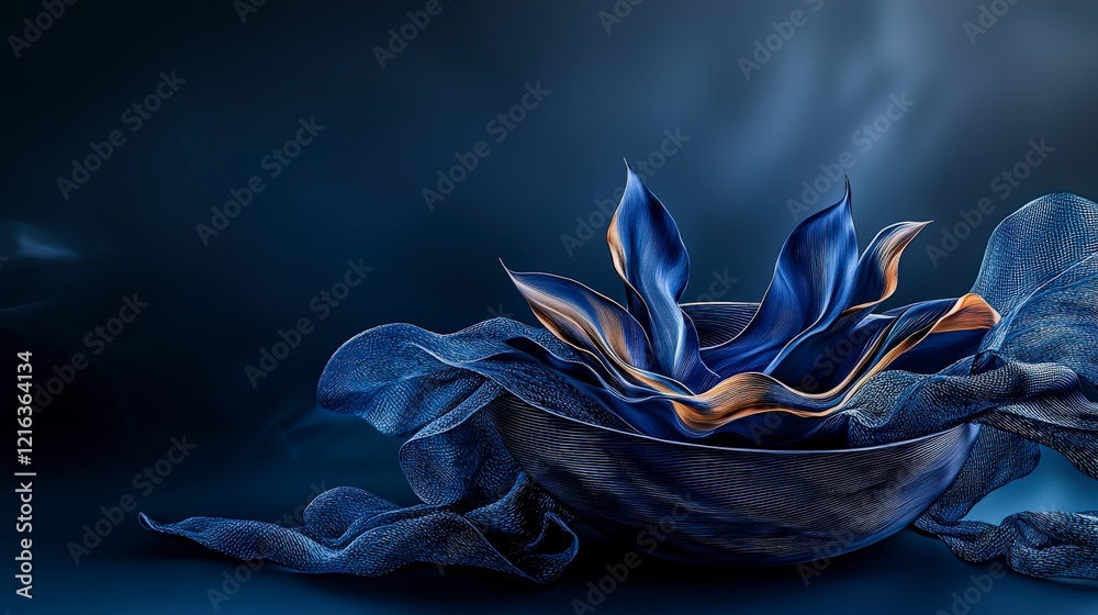 Leinwandbilder softly trembling dark blue surface with elegant patterns artistic display indoor setting abstract vi
