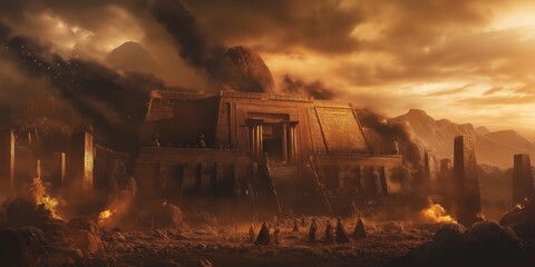 Fototapeta premium The Plagues of Egypt: A Cinematic Depiction of God's Power Over Egyptian Gods and Forces