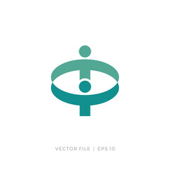 two people holding hands in an oval shape logo