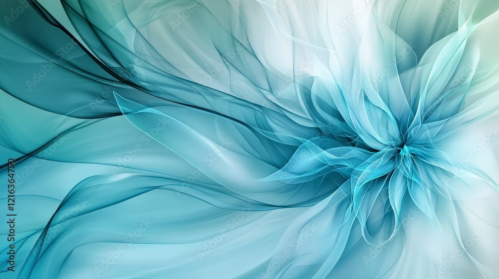 Leinwandbilder teal serenity abstract flowing patterns digital art calm environment soft focus tranquility symboliz
