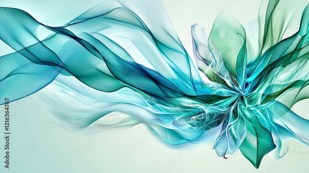 Poster calm teal waves flowing in a serene digital artwork abstract design tranquil environment aesthetic p