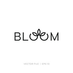 wordmark BLOOM flower leaf elegant logo