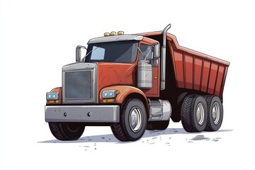 Fototapeta premium Dump Truck isolated on white background. Dump Truck icon. Heavy Machinery isolated on white. Construction Vehicle. Dump Truck Design Element. Dump Truck Isolated for Designers. Dump Truck isolated.