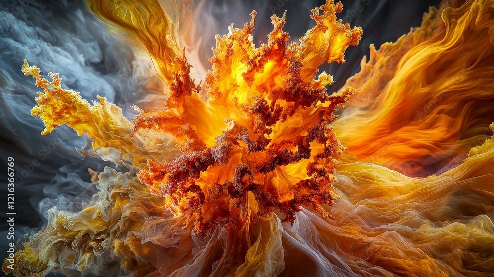 Poster swirling vortex of orange-yellow colors digital art abstract environment artistic perspective visual