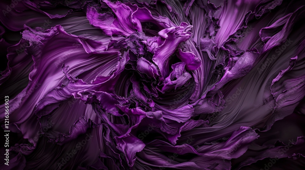 Poster Swirling violet shades of abstract art digital realm visual content ethereal environment close-up view dynamic concept