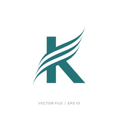 initial letter K hair wave monogram logo