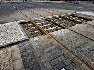 dividing the threshold from the intersection, a depression serving as a ditch and tracks against...