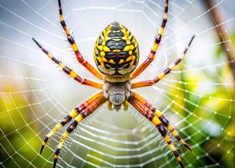 Obraz premium Macro Yellow Garden Spider Web, Nature Detail, HD Photography