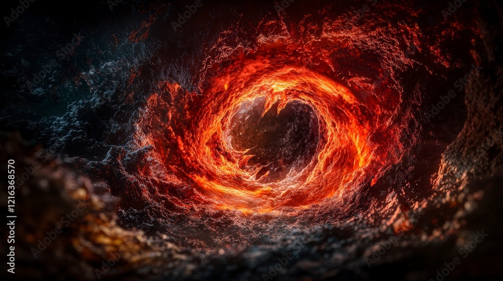 Poster vortex of fiery red-orange hues swirling abstract art digital creation surreal environment close-up 