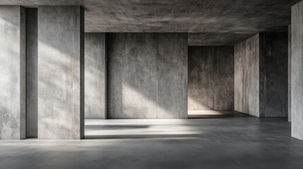 a room with concrete walls and a concrete floor