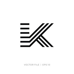 initial letter K lines monogram logo