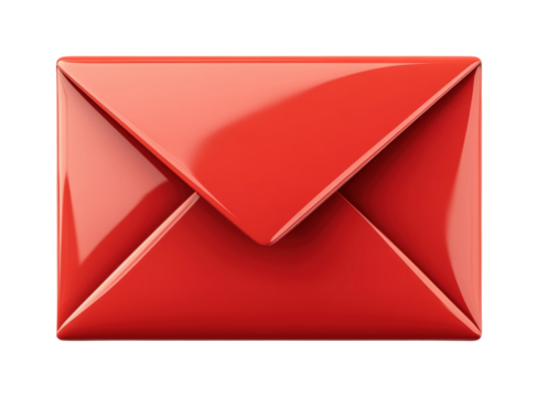 Bright red envelope symbolizing love and communication, with a touch of elegance and warmth isolated on transparent background - Powered by Adobe