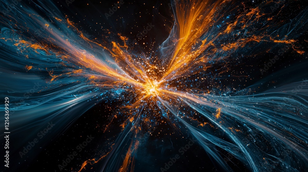 Poster cosmic explosion of amber light outer space digital art galactic environment abstract viewpoint ener