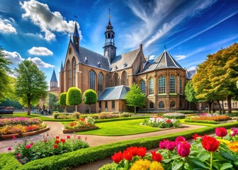 Nieuwe Kerk Spui Garden Facade - Hague, Netherlands - AI Art