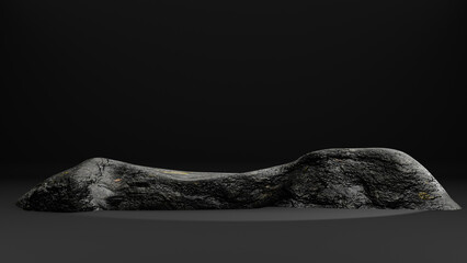 Black marble for premium products display, pedestal nature advertising cosmetic concept on black background. 3d rendering