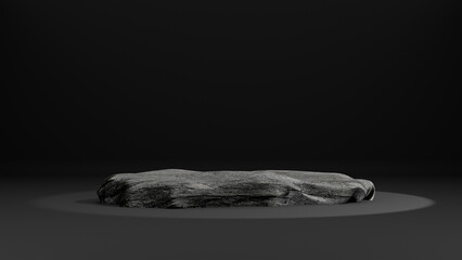 Abstract background. Black marble  for premium products display, pedestal nature advertising cosmetic concept on black background. 3d rendering